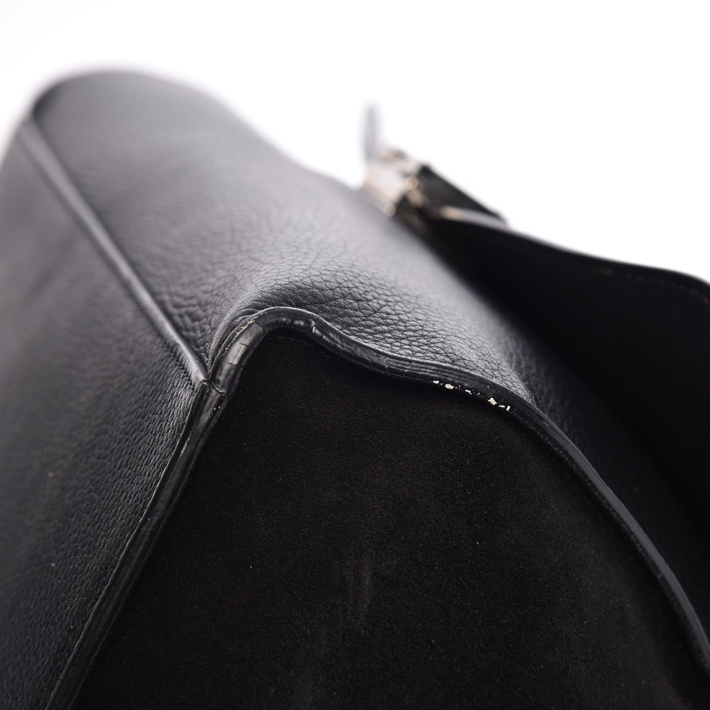 Drummed Calfskin Suede Large Trapeze Black