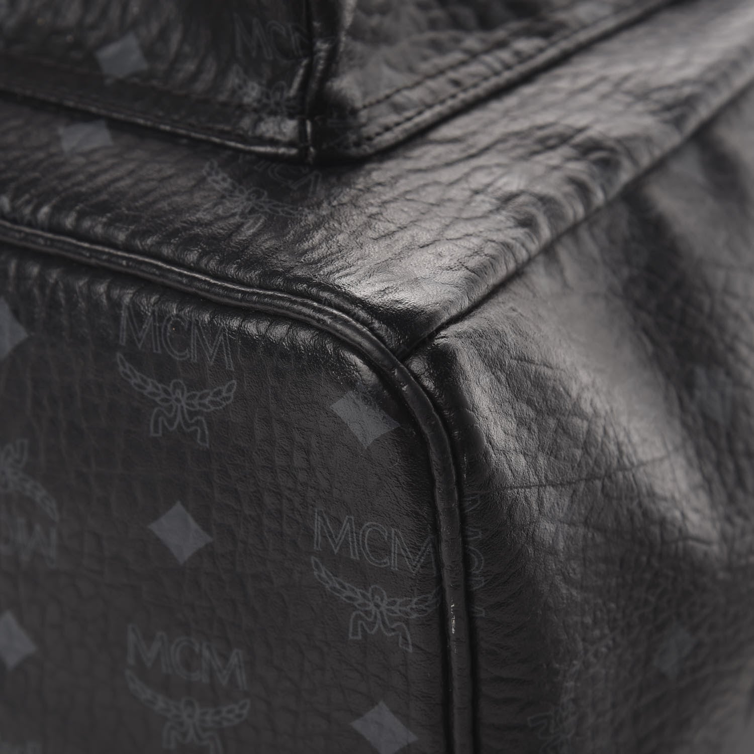 MCM Visetos Studded Colorblock Medium Stark Brock Backpack Black 9 of 13