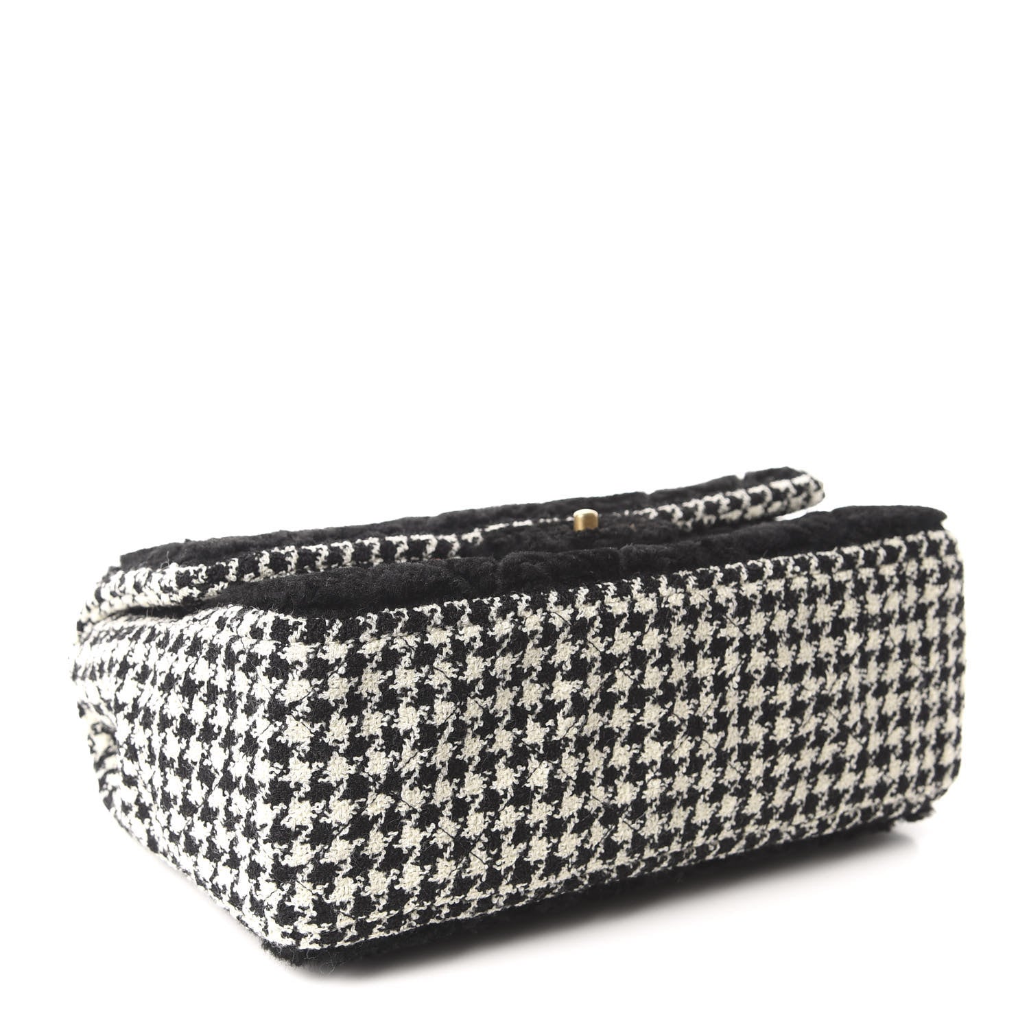 Chanel Shearling Tweed Jumbo Single Flap Black White 4 of 11