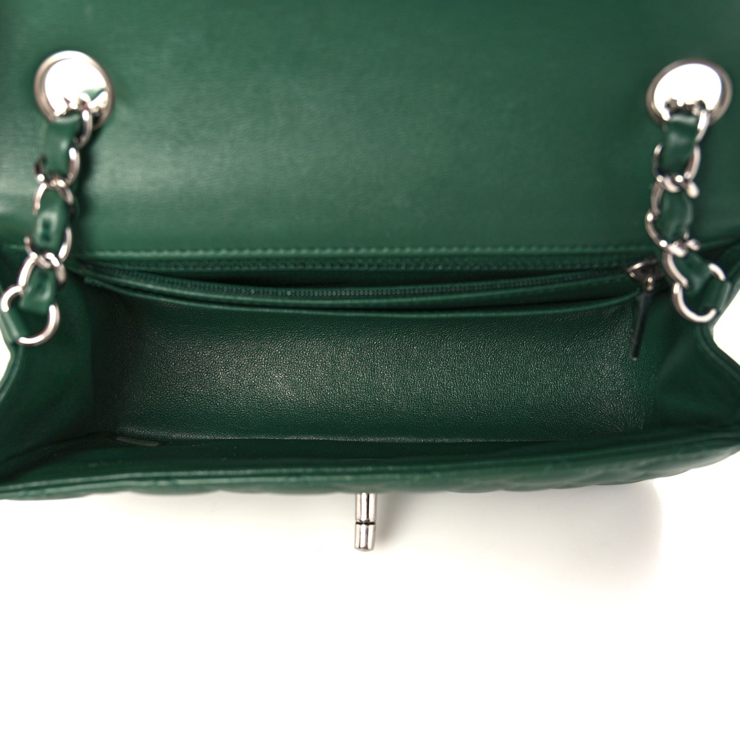 Lambskin Quilted Mini Rectangular Flap Green