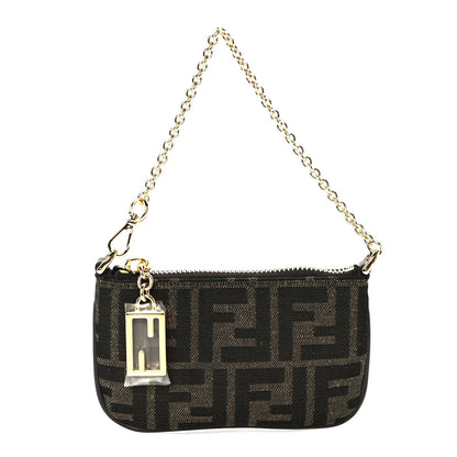 Fendi Fabric Jacquard Mini Flat Pouch  Tobacco Brown Real Ebony 1 of 8