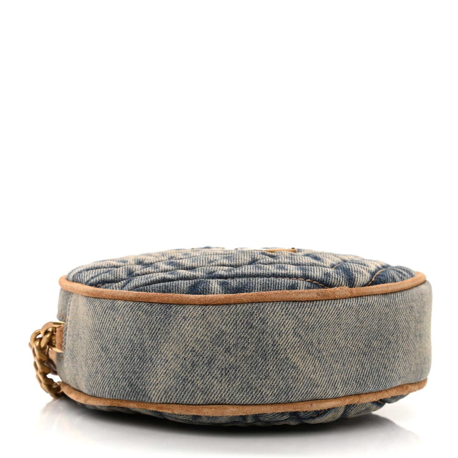 Saint Laurent Denim Quilted Monogram Round Crossbody Bag Rodeo Blue 4 of 10