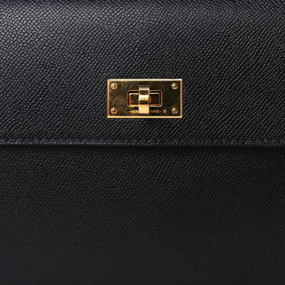 Hermes Madame Calfskin Kelly Pocket Long Wallet Black 8 of 9