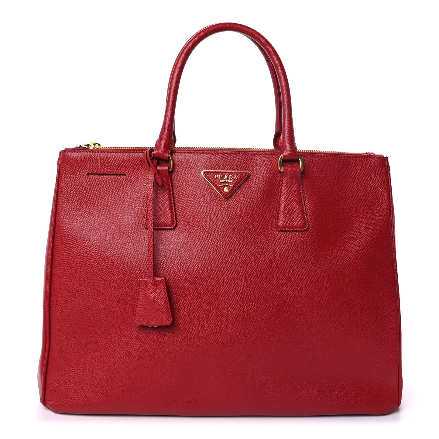 Saffiano Lux Large Galleria Double Zip Tote Fuoco