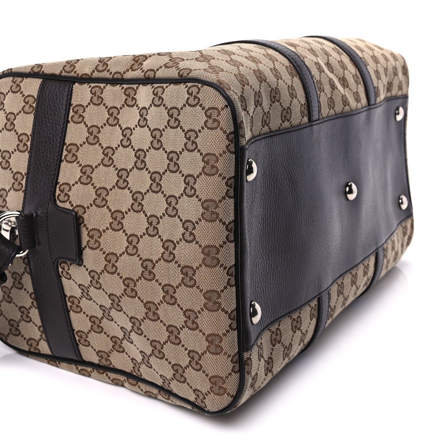 Gucci Monogram Dollar Calfskin Large Boston Duffle Bag  Beige Ebony Testa di Moro Marrone Scuro 7 of 8