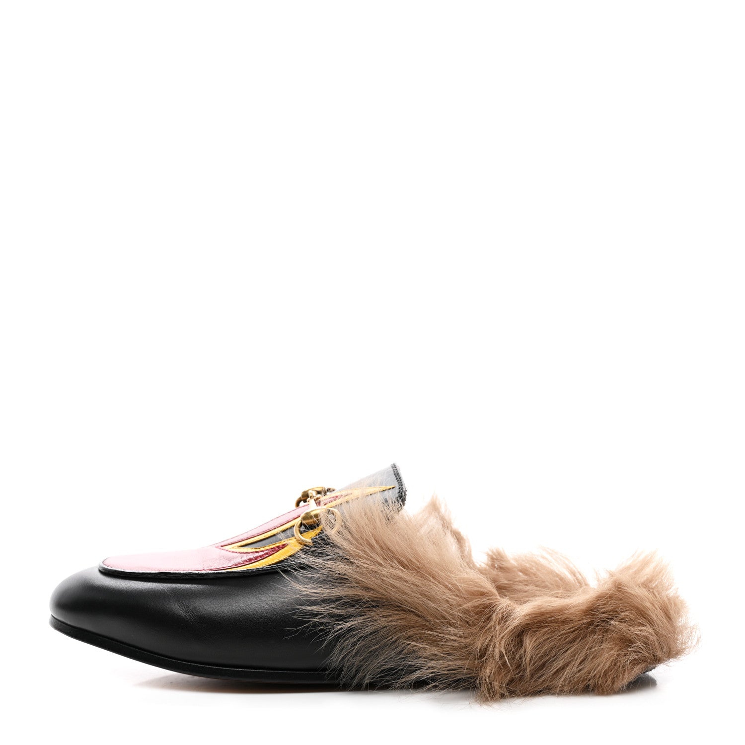Gucci Calfskin Fur Flame Princetown Slippers 35 Black 1 of 8
