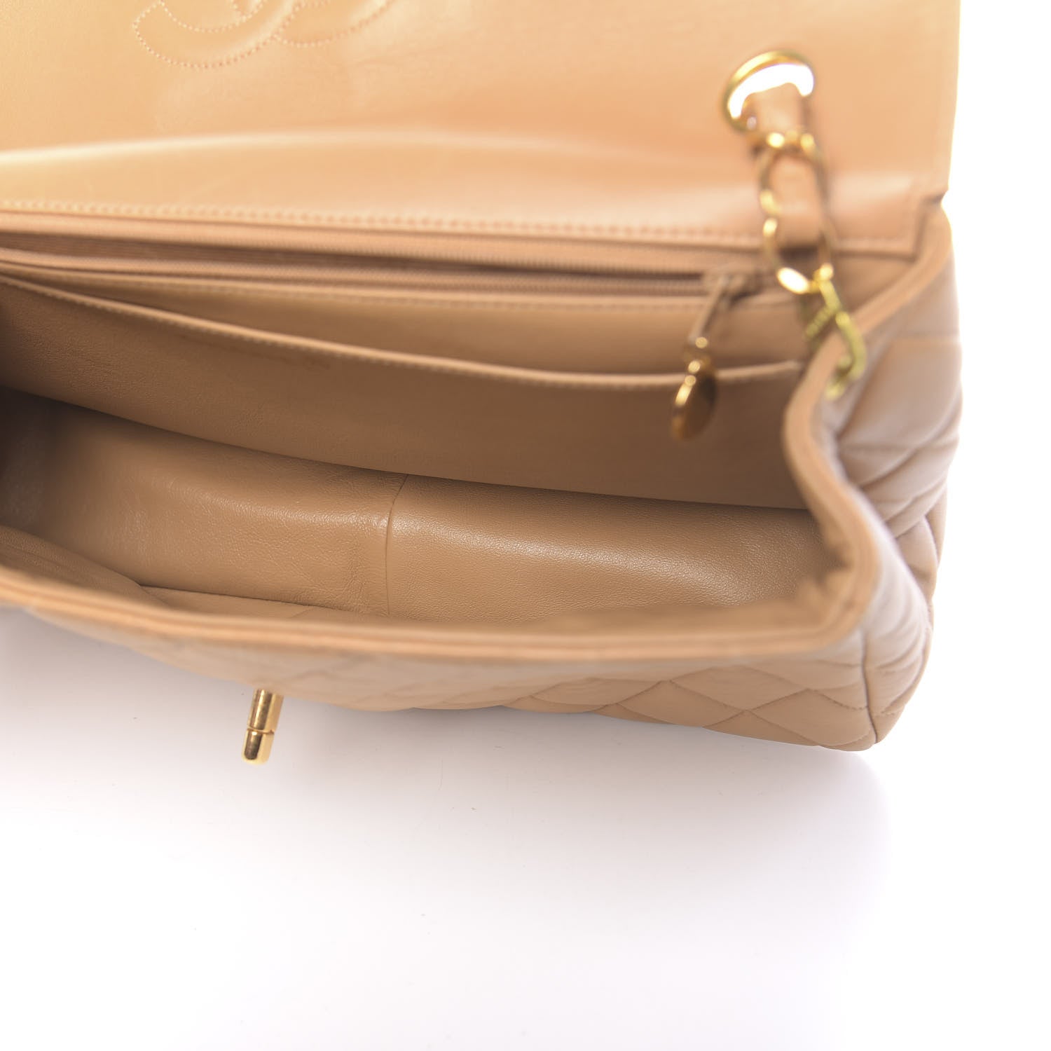 Chanel Lambskin Quilted Maxi Single Flap Beige 5 of 13