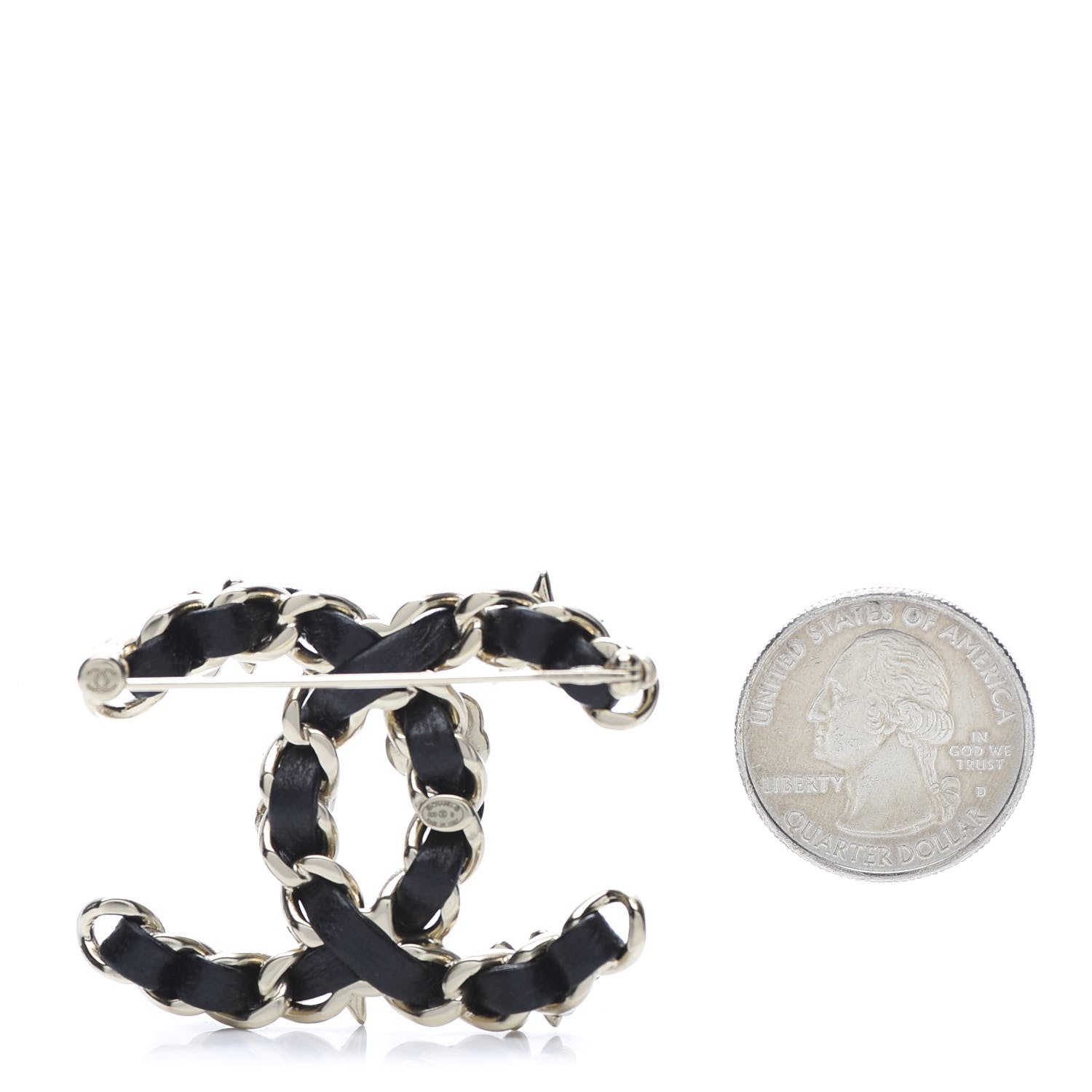 Chanel Lambskin Pearl Strass Sergeant Brooch Gold 2 of 4