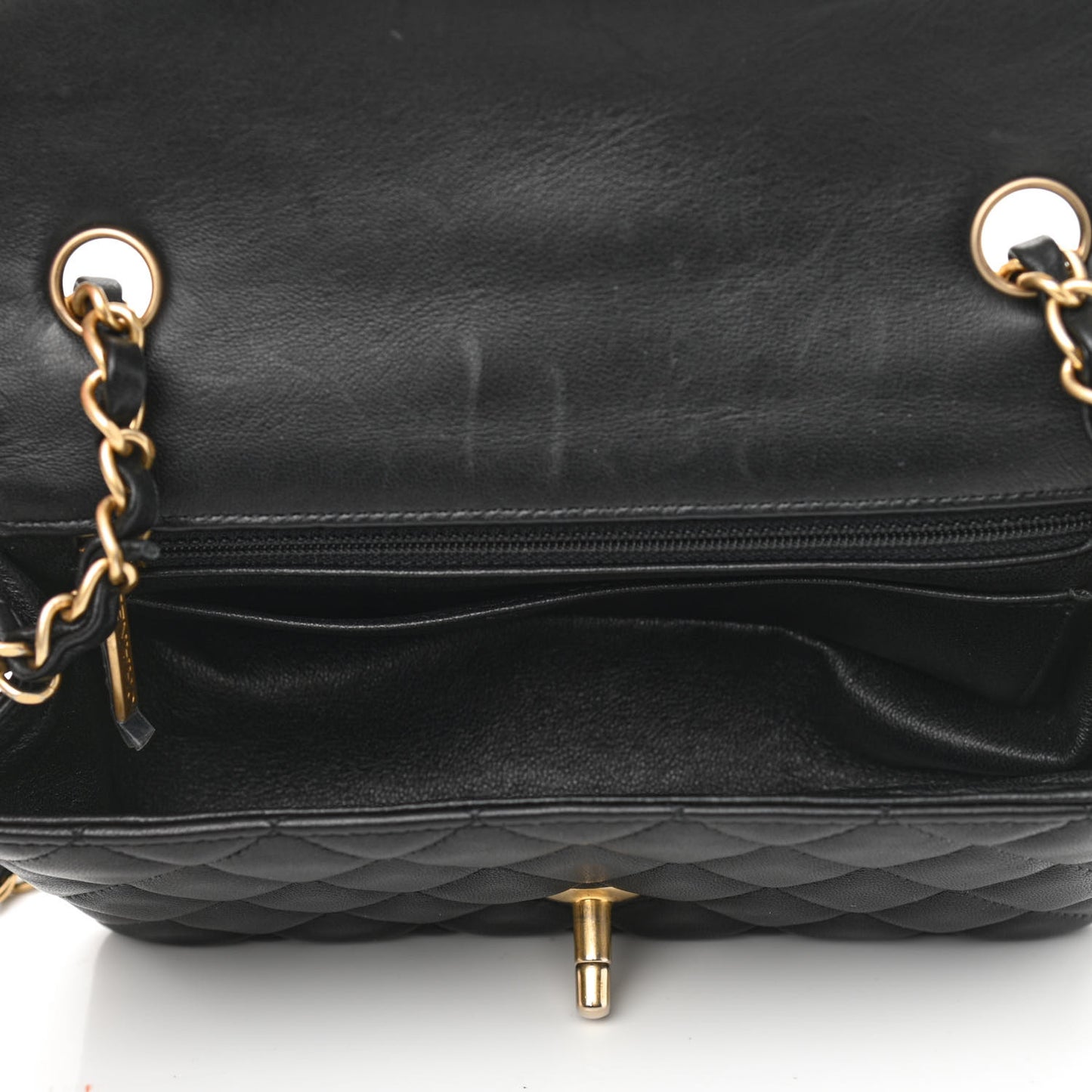 Lambskin Quilted Mini Rectangular Flap Black