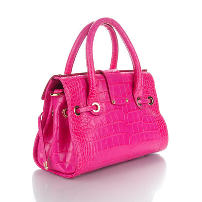 Jimmy Choo Calfskin Crocodile Embossed Medium Rosalie Satchel Fuchsia 3 of 8