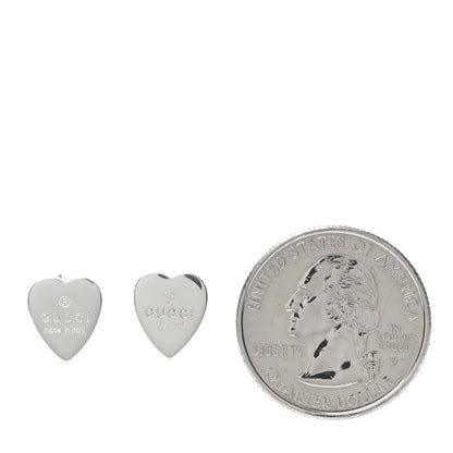 Gucci Sterling Silver Trademark Heart Stud Earrings 3 of 5