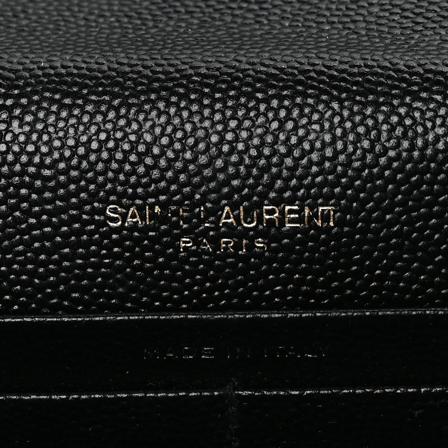Grain De Poudre Matelasse Chevron Monogram Envelope Chain Wallet Black