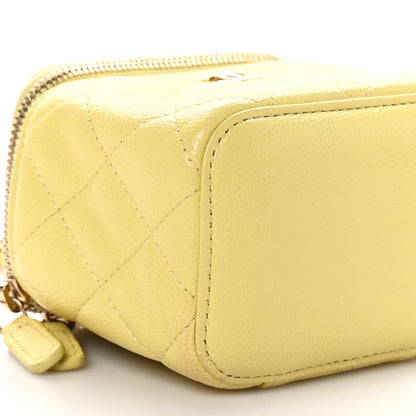 Chanel Caviar Quilted Mini Vanity Case With Chain Yellow 8 of 12