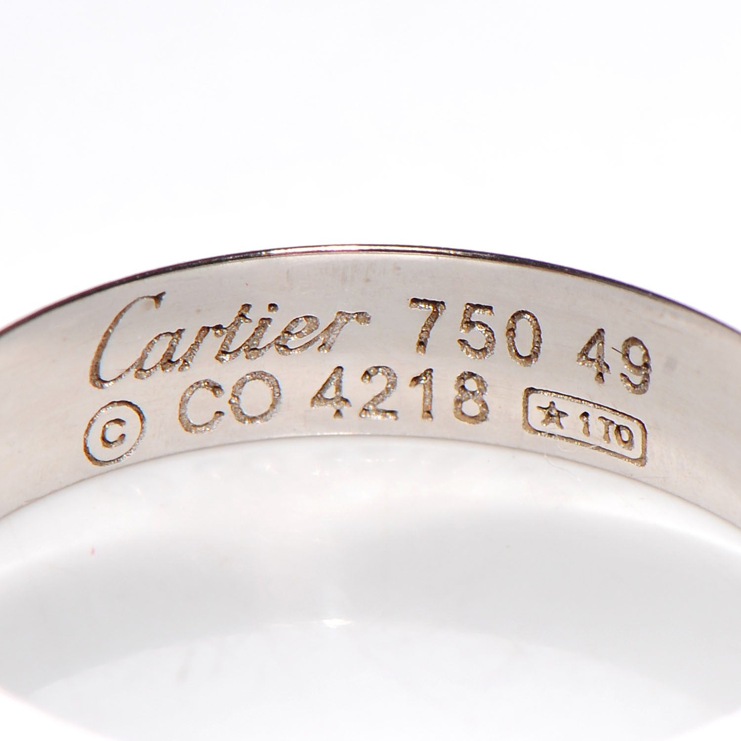 Cartier 18K White Gold 3.5mm LOVE Wedding Band Ring 49 4.75 3 of 3