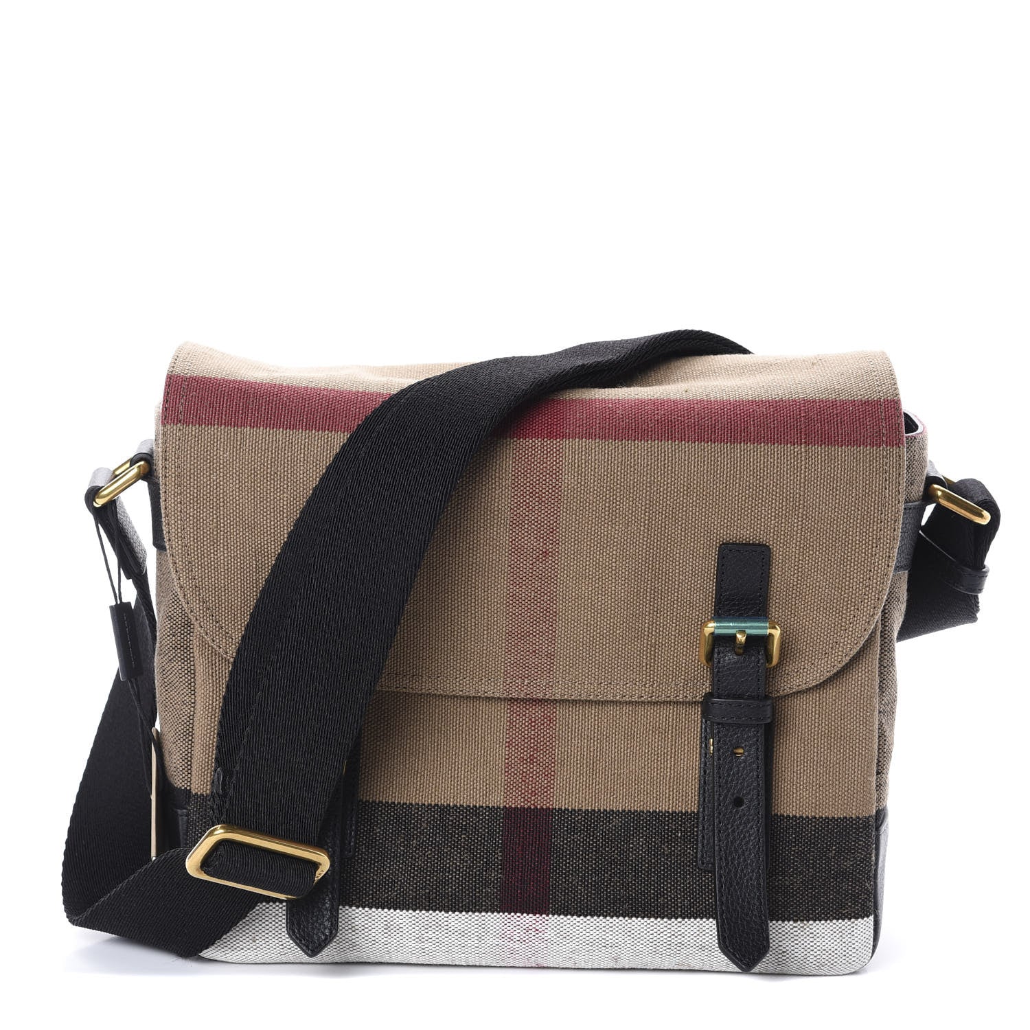 Burberry Canvas Mega Check Large Baildon Messenger Bag Black 1 of 8