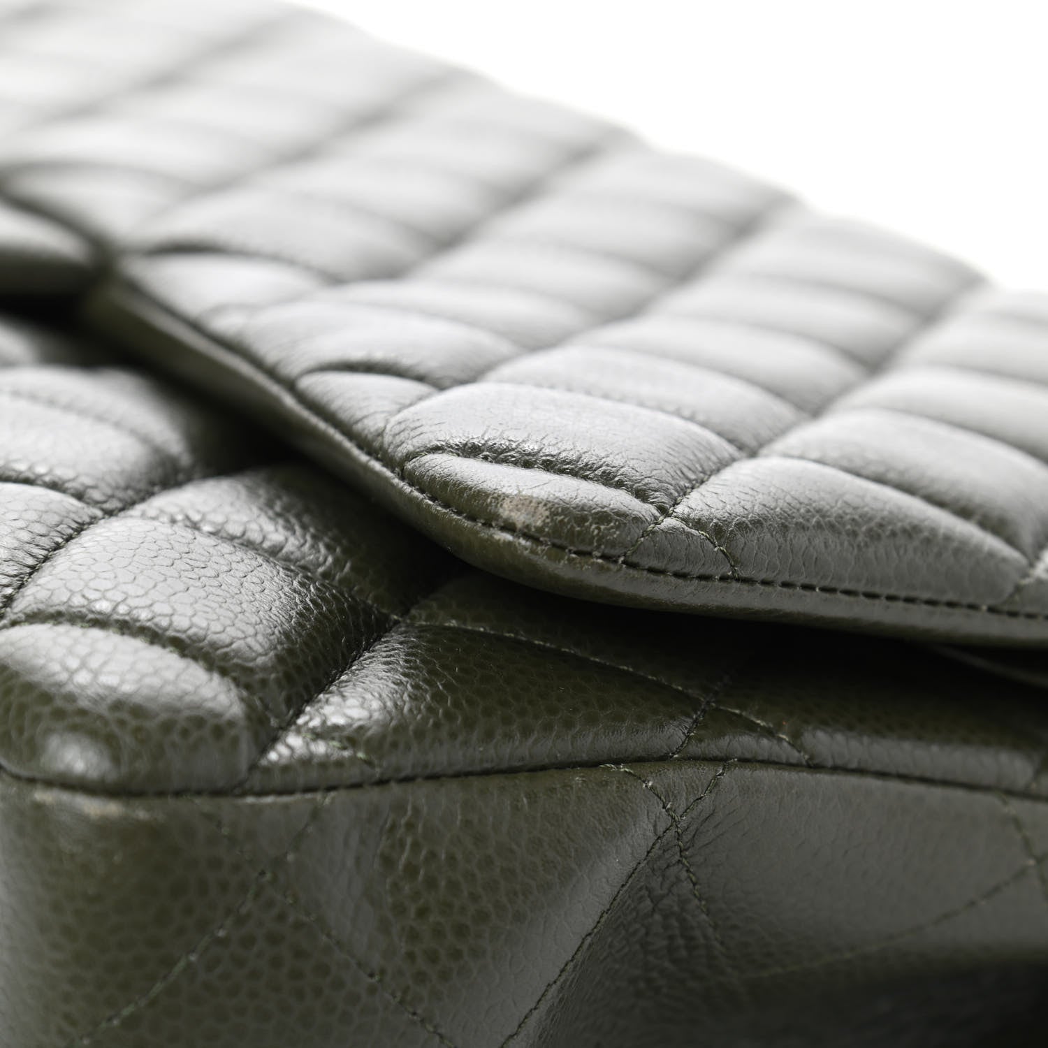 Chanel Caviar Quilted Maxi Double Flap Dark Green 12 of 15