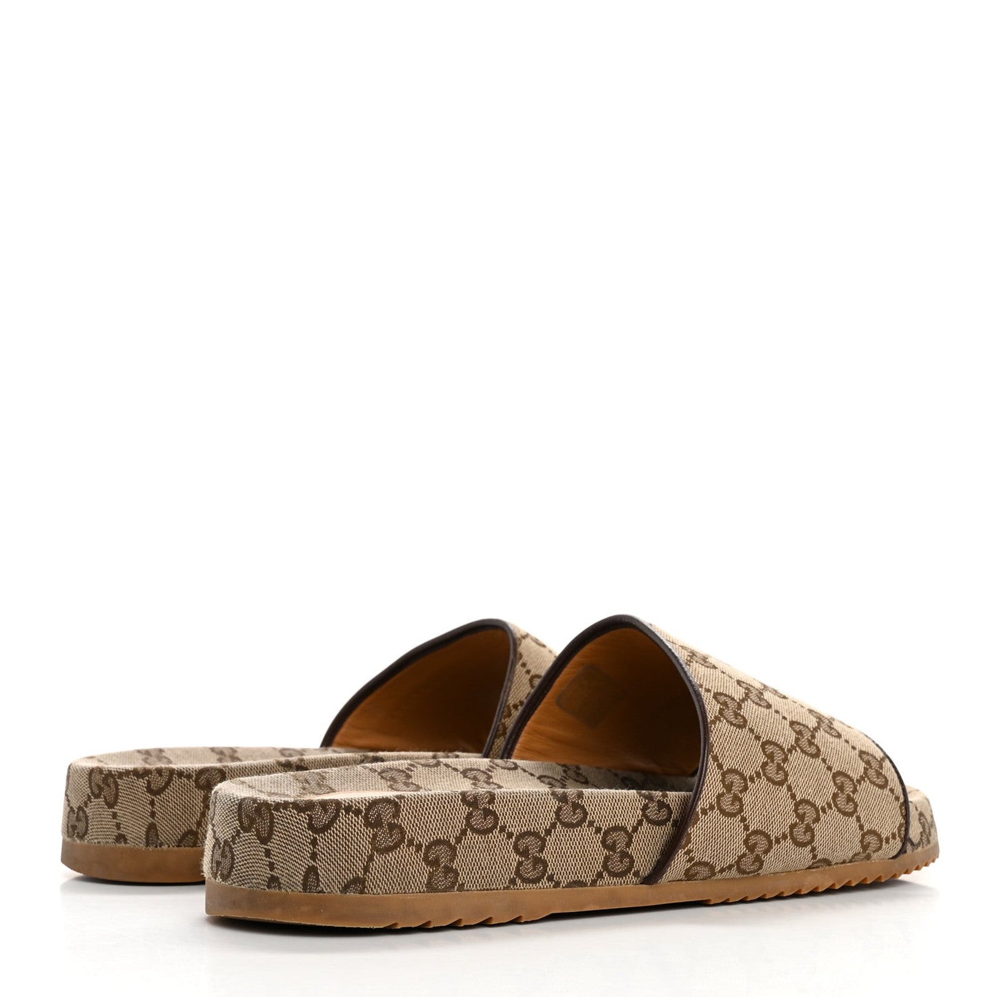 Canvas GG Monogram Mens Slide Sandals 10 Beige