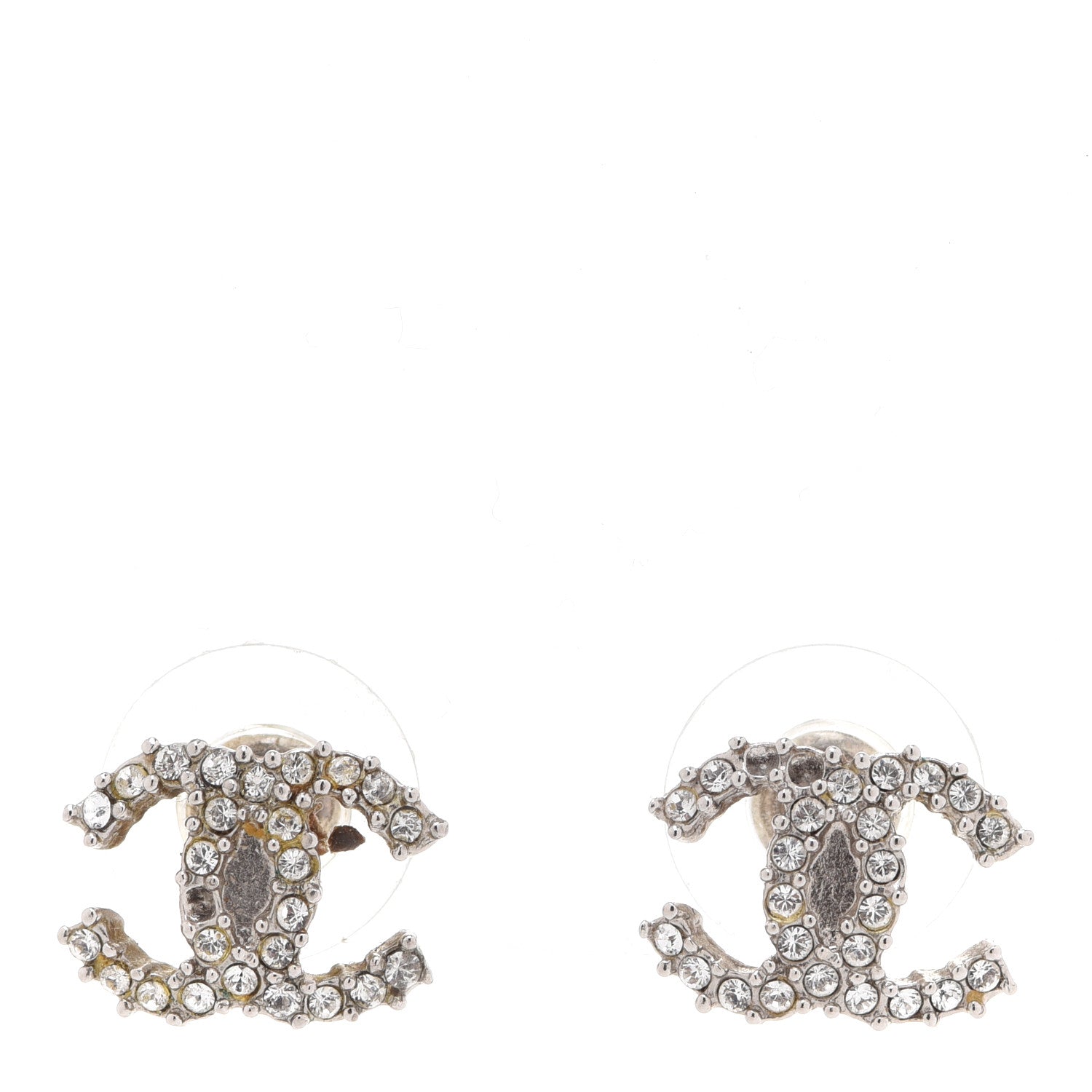 Chanel Crystal CC Earrings Silver 1 of 5