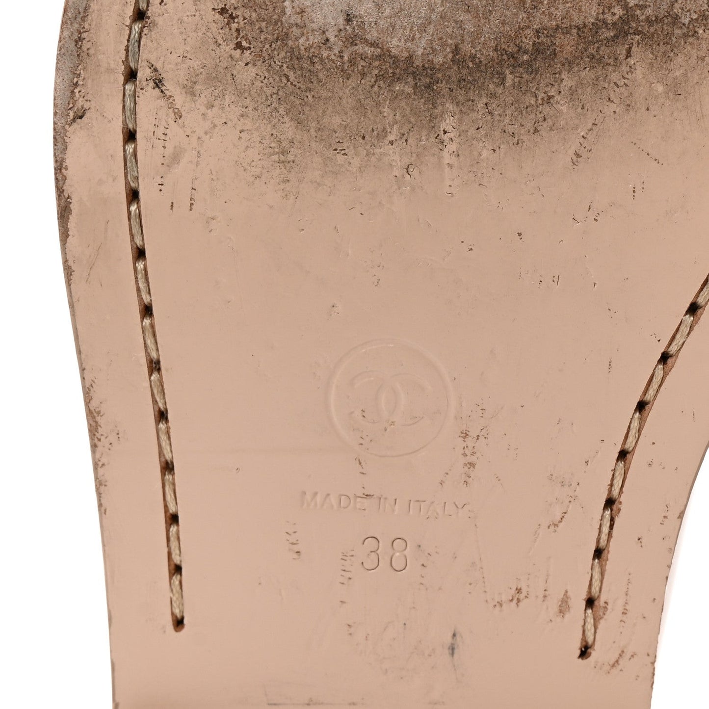 Shiny Calfskin CC Loafers 38 Beige White