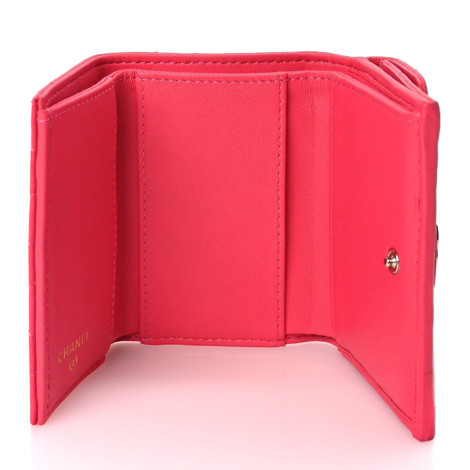 Chanel Lambskin Quilted Tri-Fold Flap Wallet Pink 4 of 7