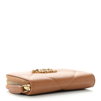 Chanel Lambskin Quilted Chanel 19 Zip Around Coin Purse Wallet Brown 4 of 10