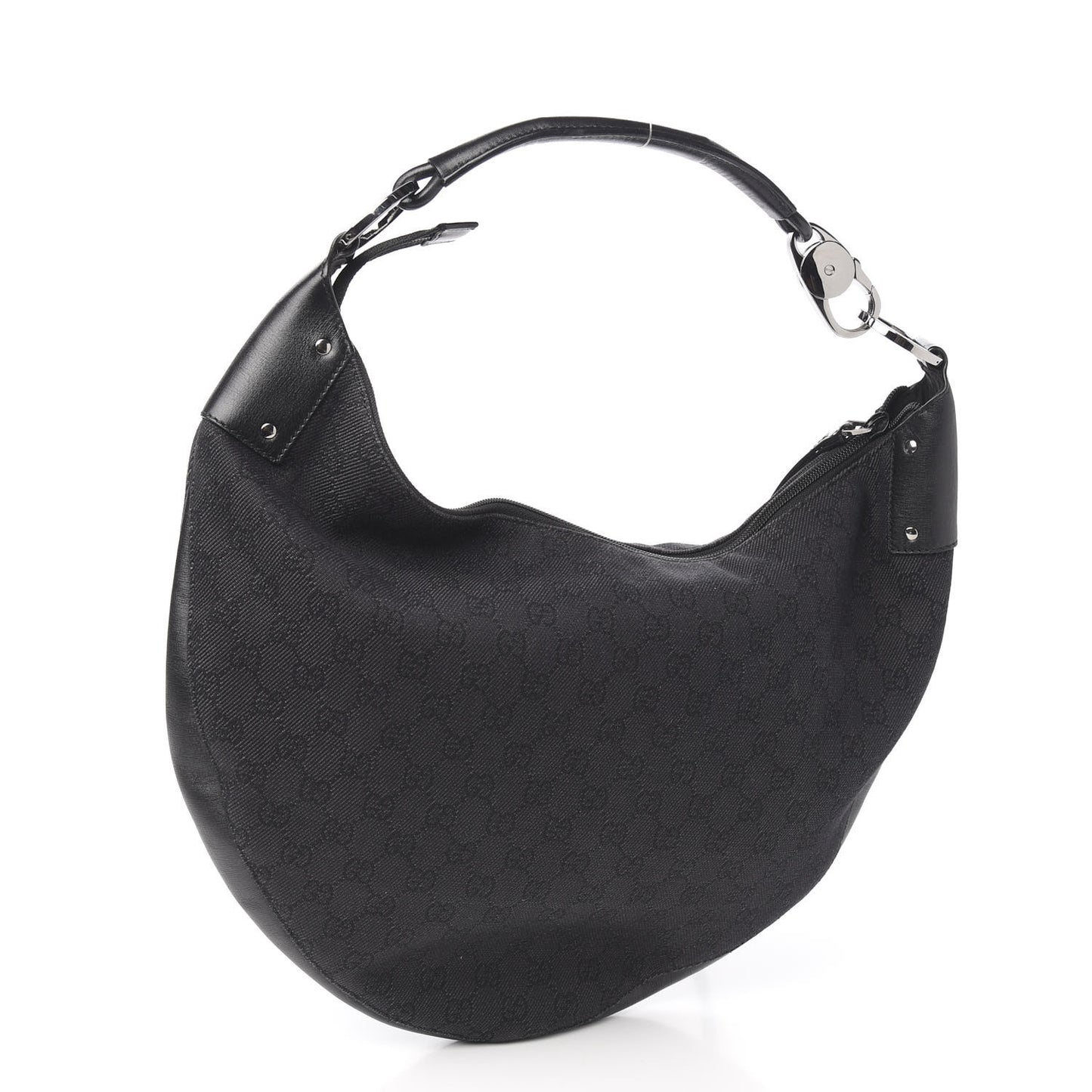 Denim Monogram Half Moon Hobo Black