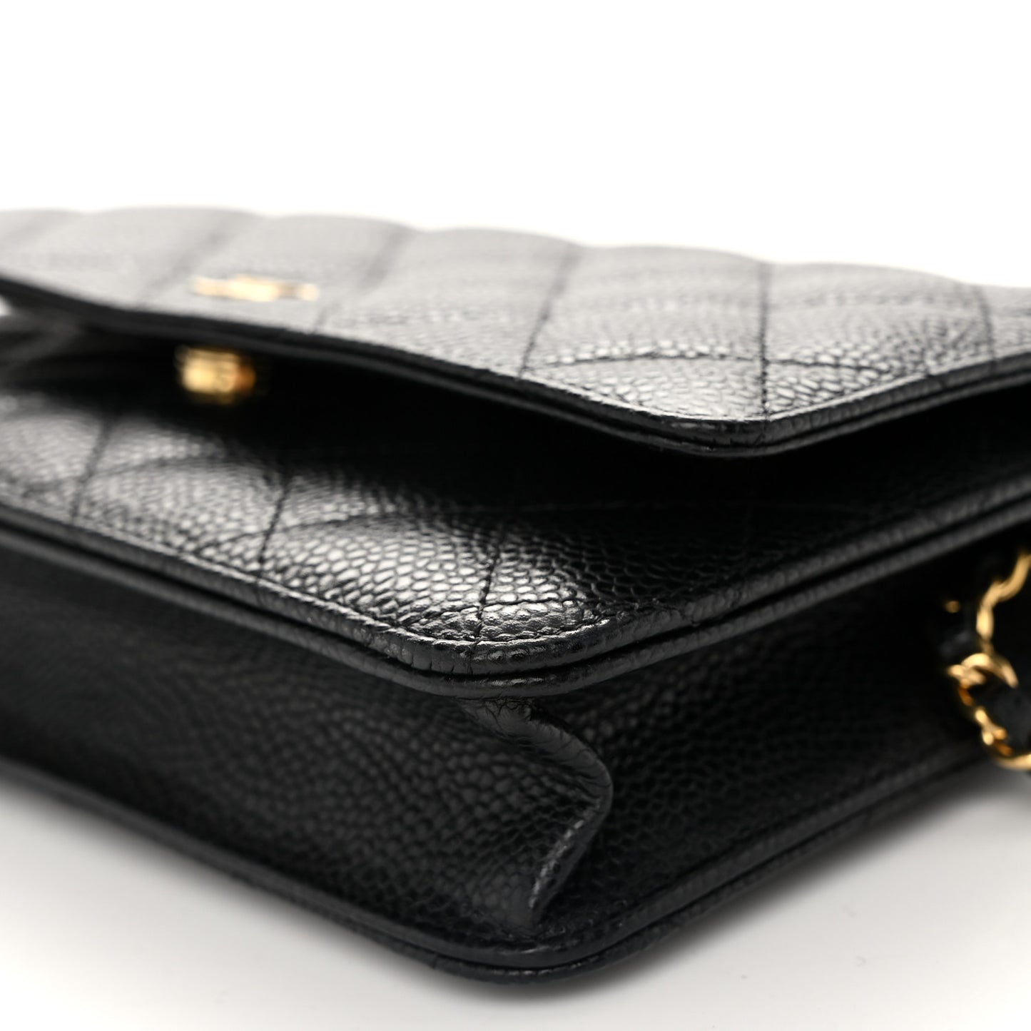 Caviar Quilted Wallet on Chain WOC Black