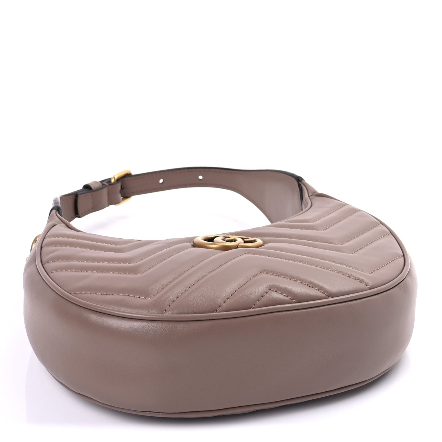 Gucci Calfskin Matelasse Chevron Mini GG Marmont Half Moon Hobo Porcelain Rose 3 of 8