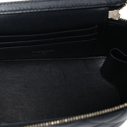 Chanel Lambskin Crystal Quilted Trendy Small Top Handle Vanity Case With Chain Black 4 of 9