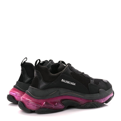Balenciaga Fabric Mesh Clear Sole Mens Triple S Sneakers  Black Pink Neon 5 of 10