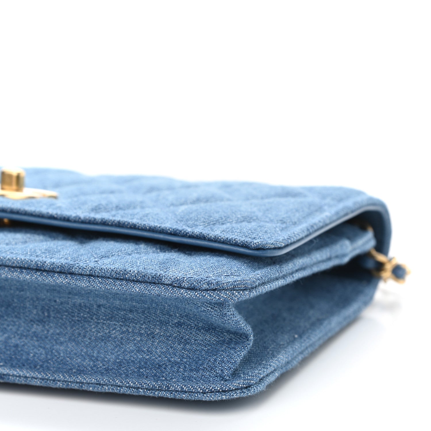 Chanel Denim Quilted CC Pearl Crush Wallet On Chain WOC Blue 11 of 12