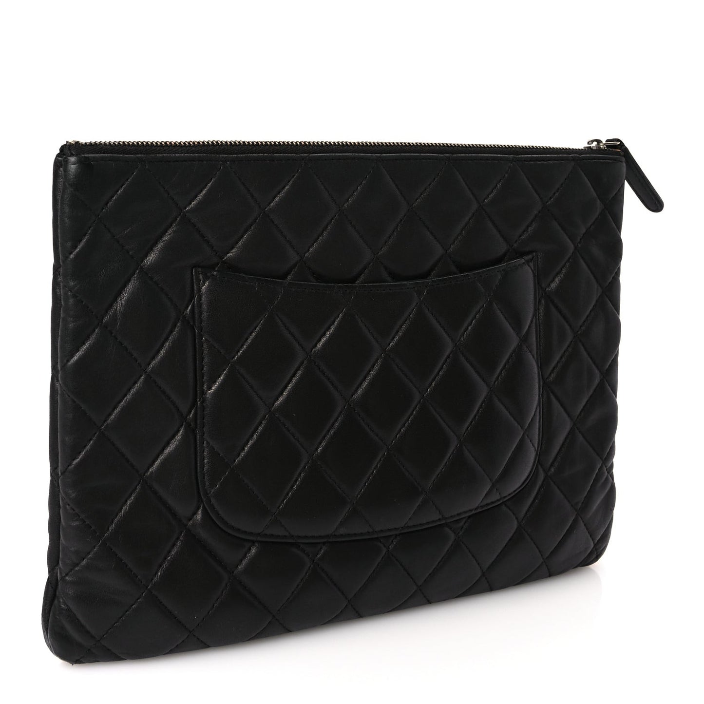 Lambskin Quilted Medium Cosmetic Case Black