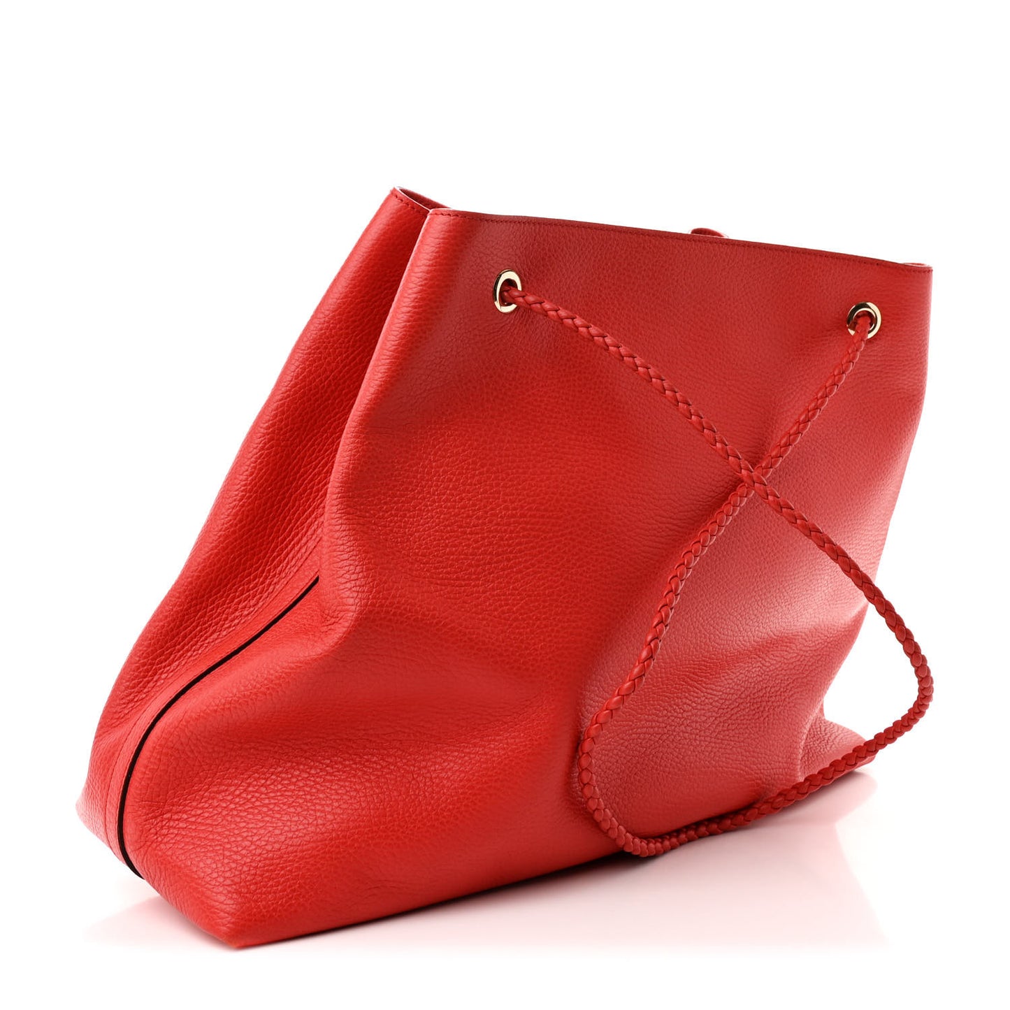 Calfskin Large Gifford Braided Handle Tote Sporting Red