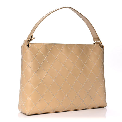 Chanel Calfskin Stitched Shoulder Bag Beige 2 of 16
