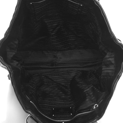 Prada Tessuto Nylon Calfskin Shoulder Bag Black 6 of 13