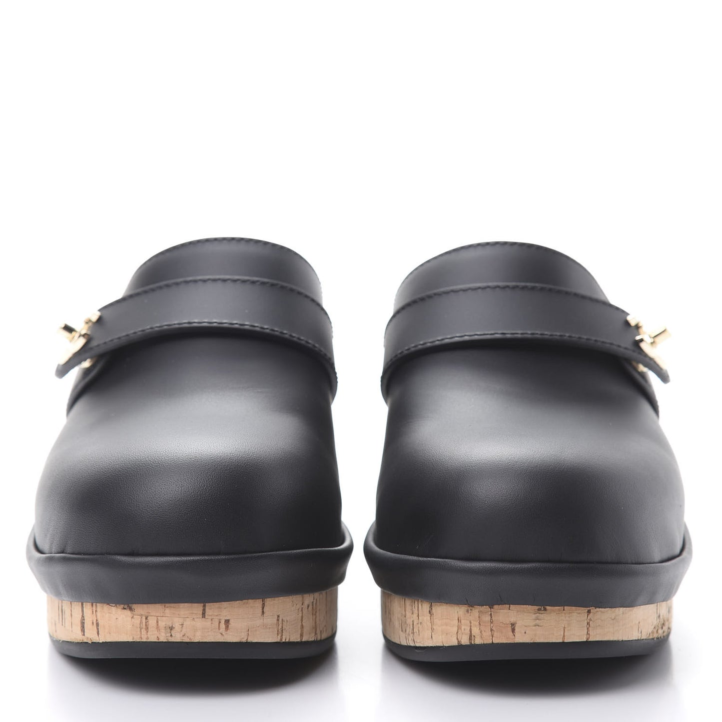 Calfskin CC Turn Lock Clogs 37 Black