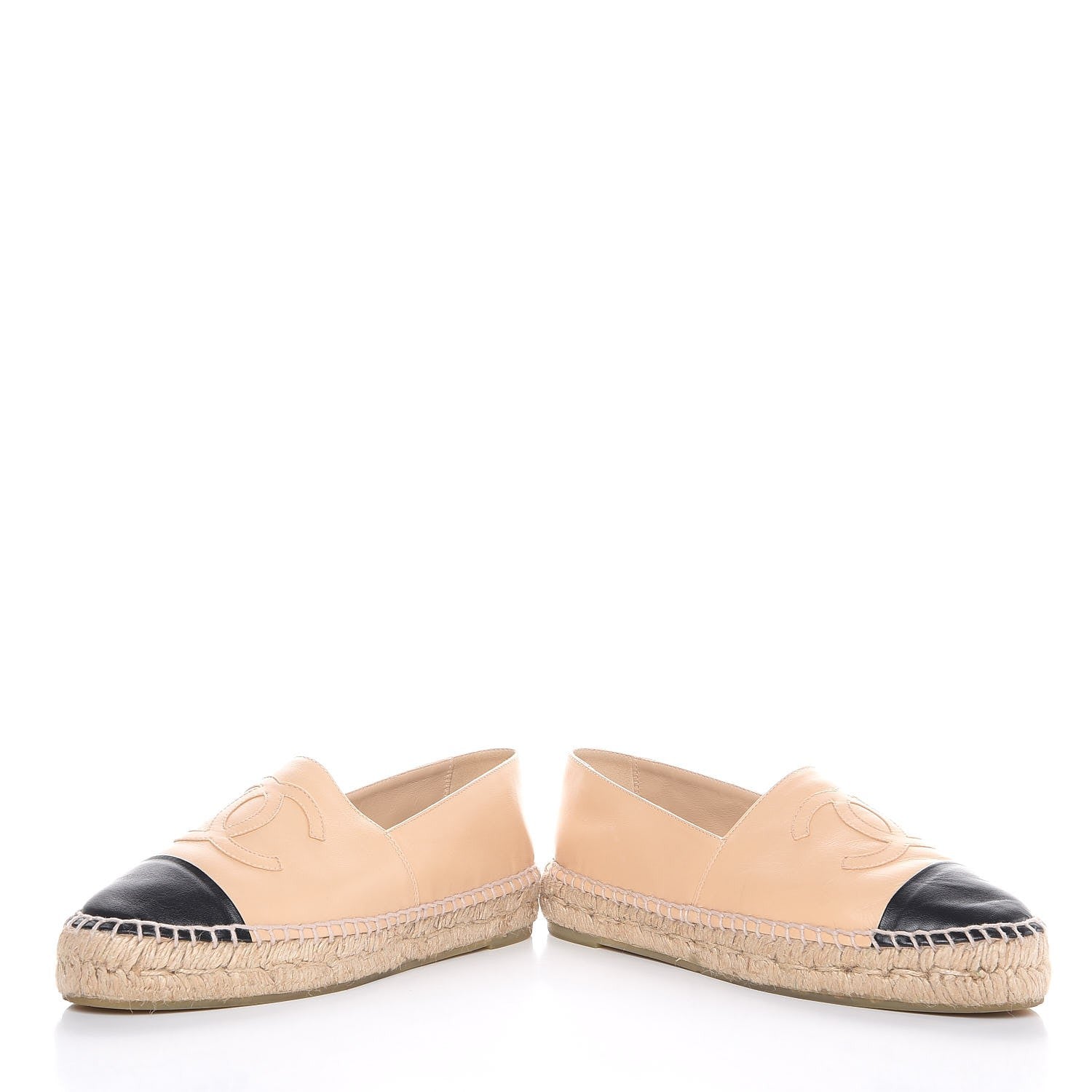 Chanel Lambskin CC Espadrilles 37 Beige Black 5 of 12