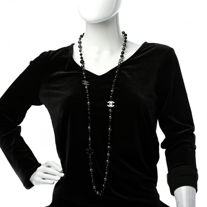 Chanel Ruthenium Pearl Beaded CC Long Necklace Black 2 of 5
