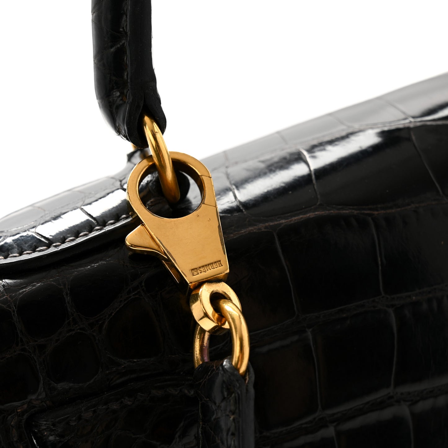 Shiny Alligator Kelly Sellier 28 Black
