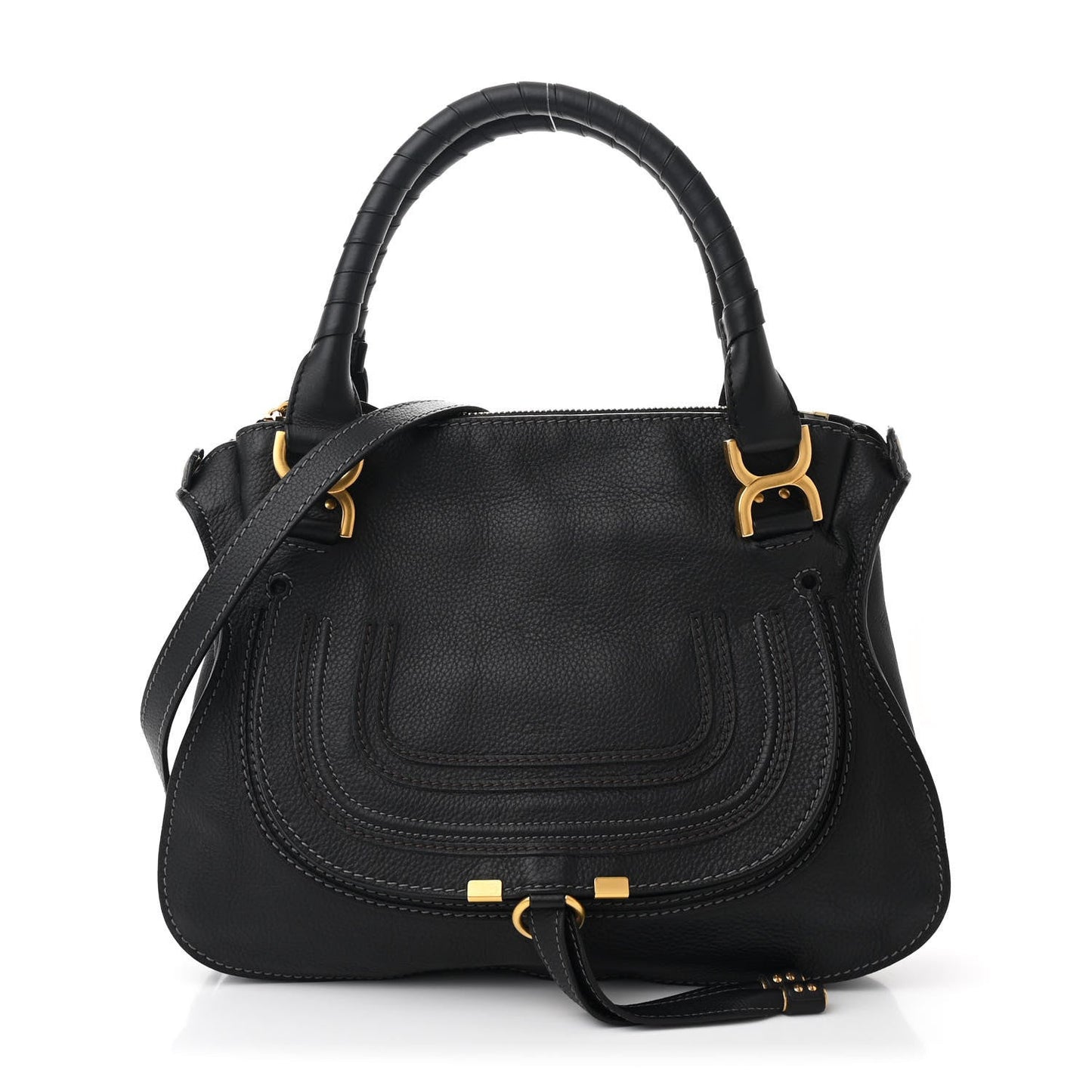Calfskin Medium Marcie Satchel Black