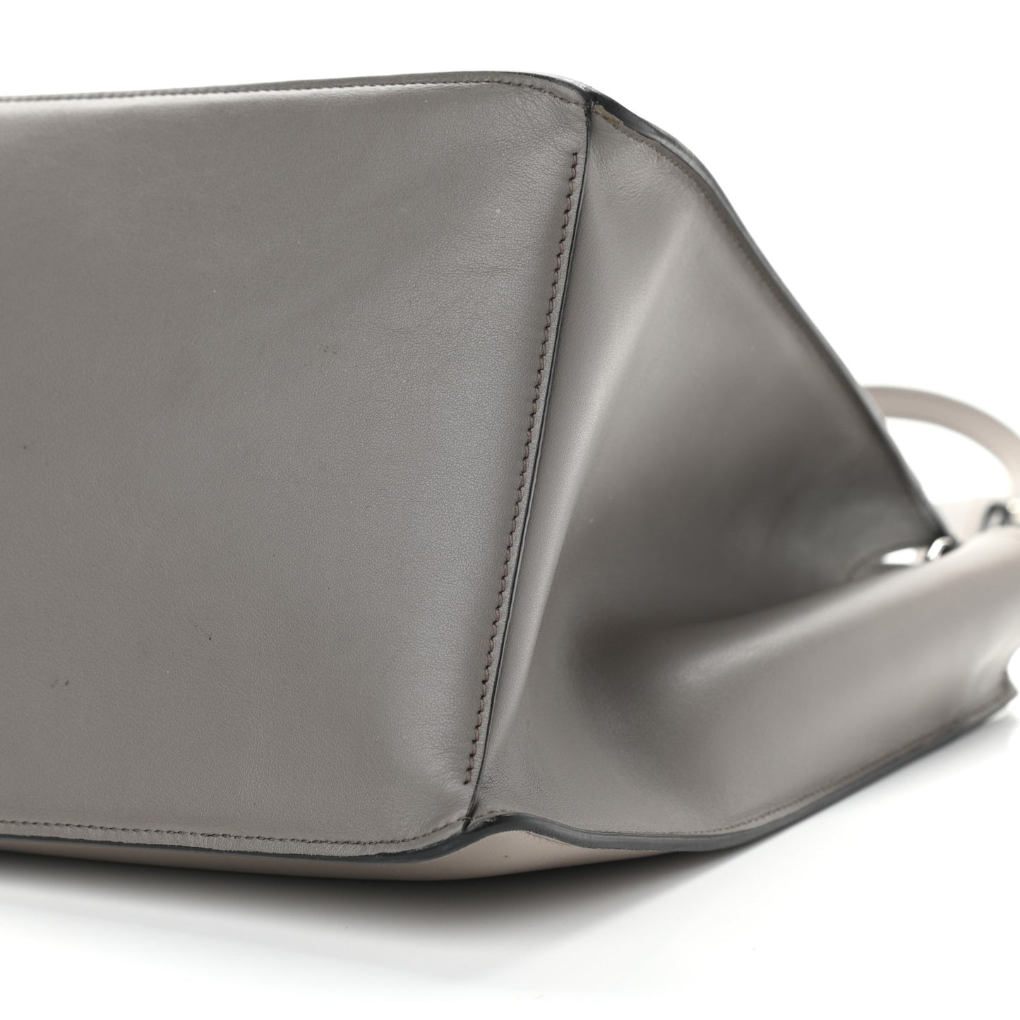 City Calfskin Large Etiquette Tote Light Grey