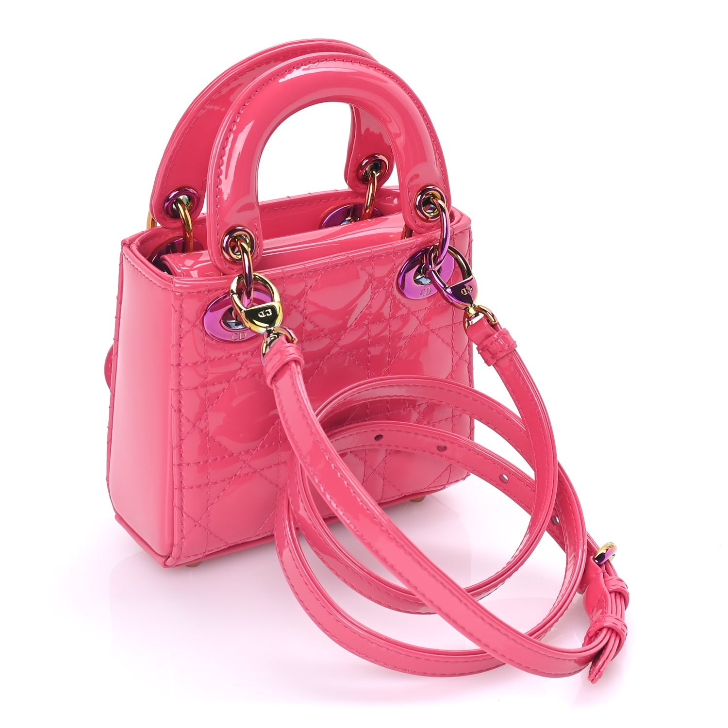 Christian Dior Patent Cannage Micro Lady Dior  Pink 2 of 7