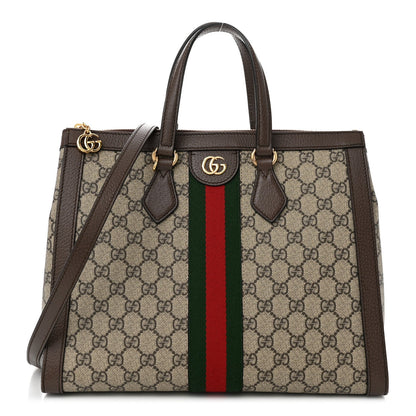 Gucci GG Supreme Monogram Web Medium Ophidia Tote Bag Brown 1 of 7