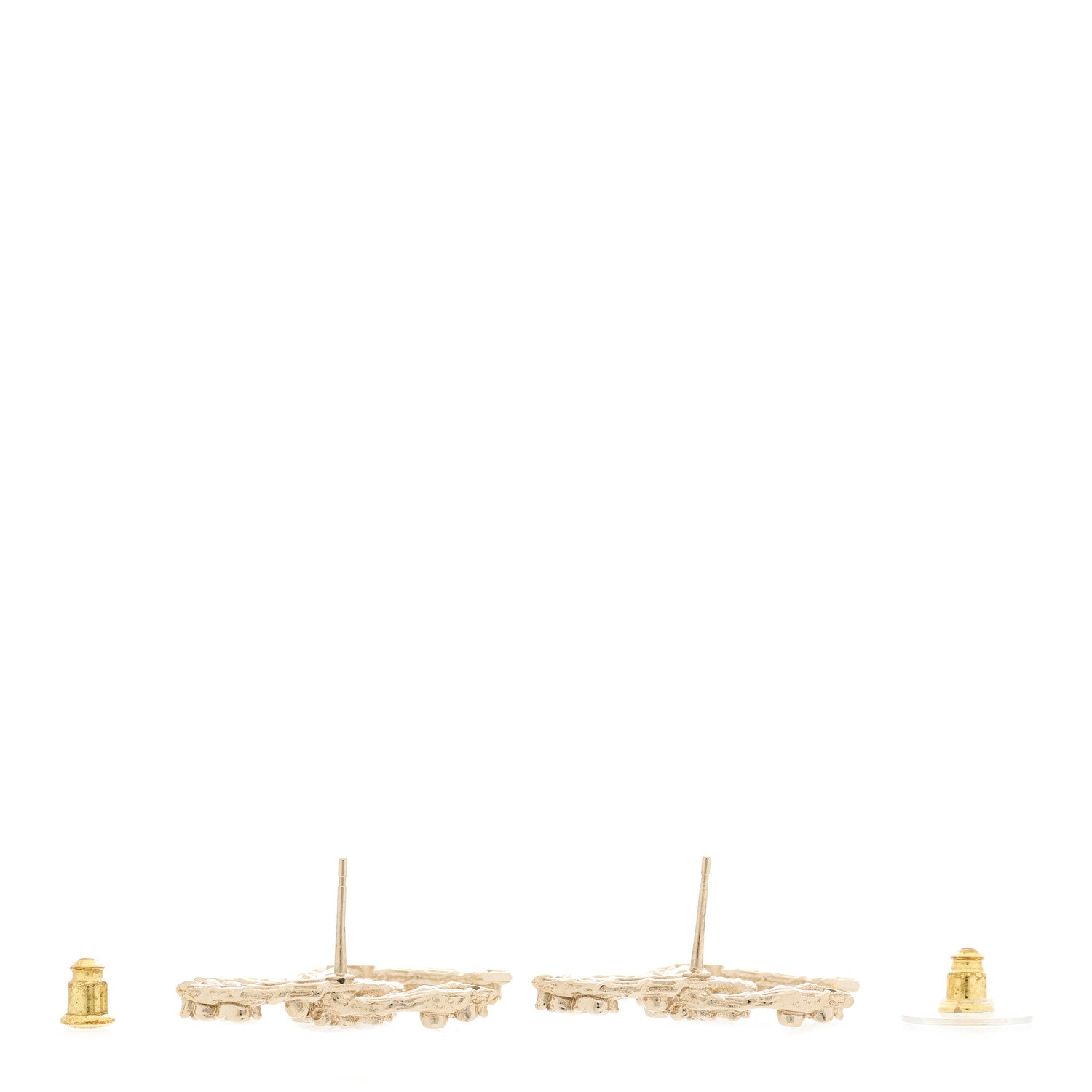 Chanel Crystal CC Camellia Earrings Gold 2 of 3