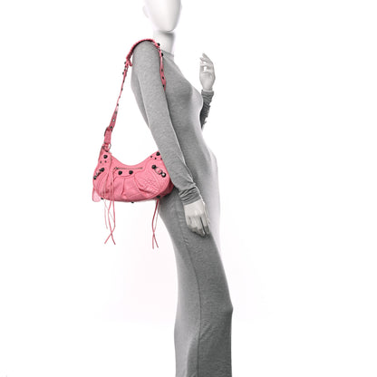 Balenciaga Extra Supple Calfskin Crocodile Embossed Small Le Cagole Shoulder Bag Sweet Pink 2 of 13