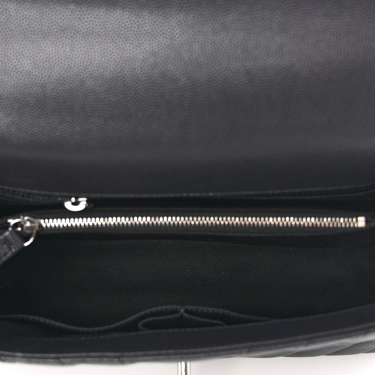 Caviar Chevron Quilted Small Coco Handle Flap Dark Grey