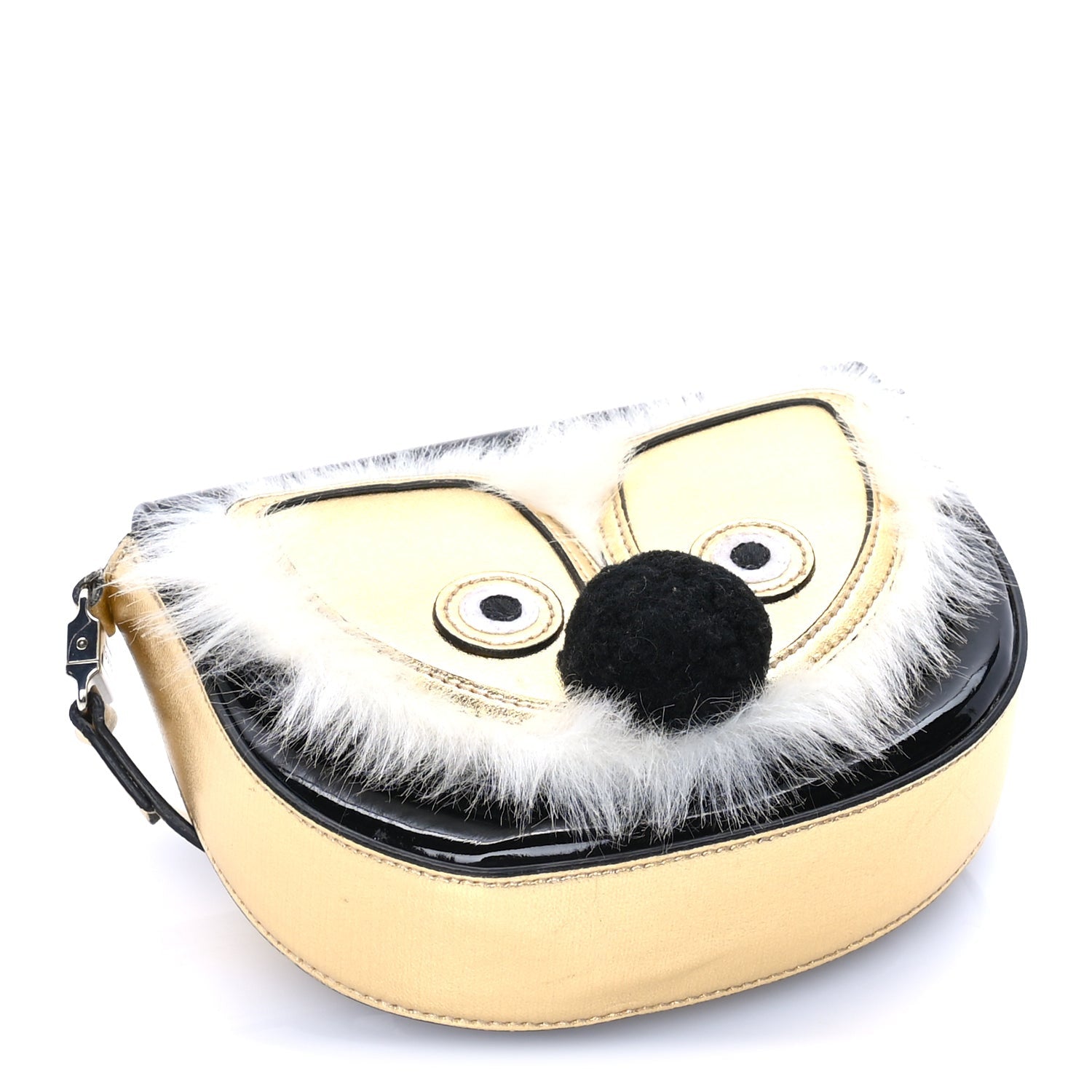 Gucci Metallic Calfskin Kids Fox Crossbody Bag Black Gold 3 of 7