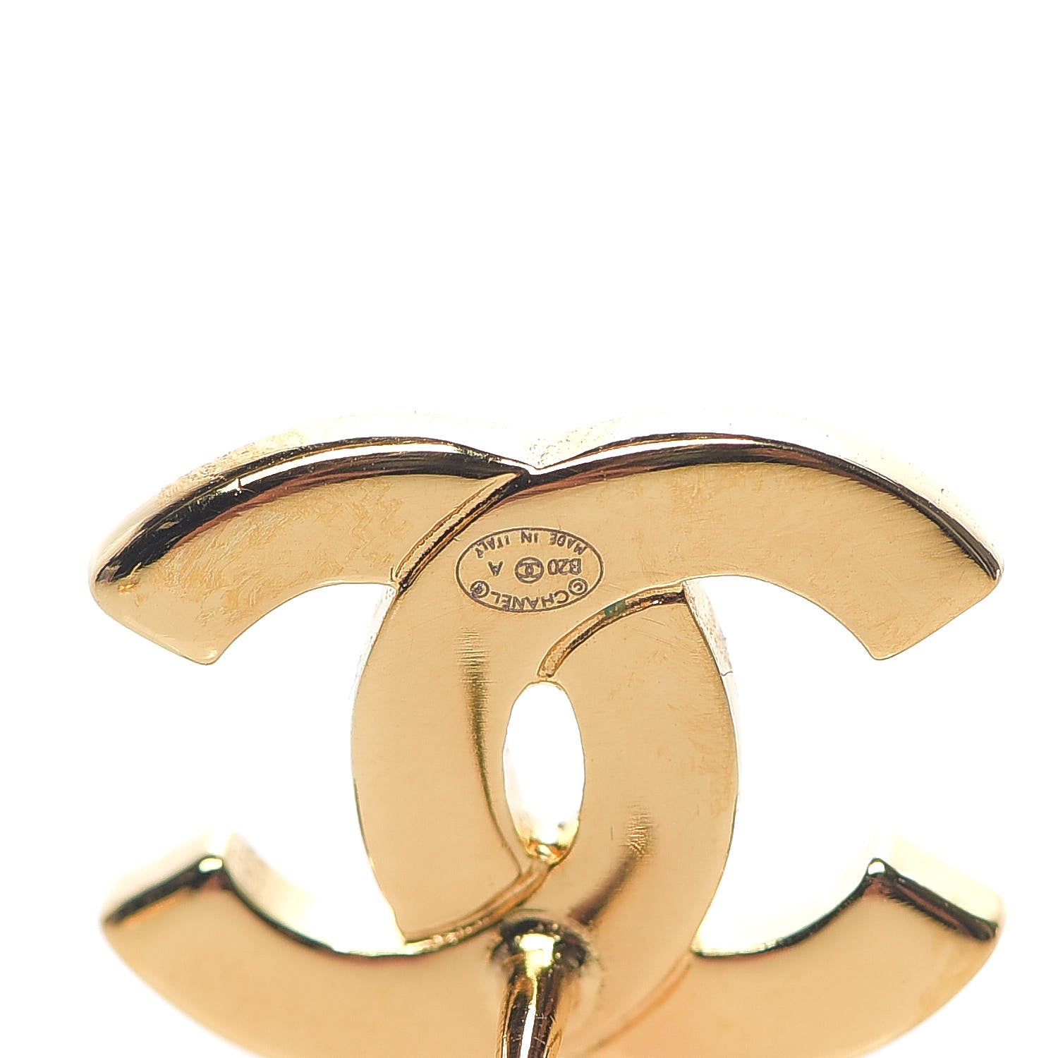 Chanel Metal CC Paris Button Stud Earrings Gold 4 of 5