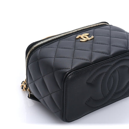 Chanel Lambskin Quilted Metal Twist Small Top Handle Vanity Case With Chain  Black 9 of 10