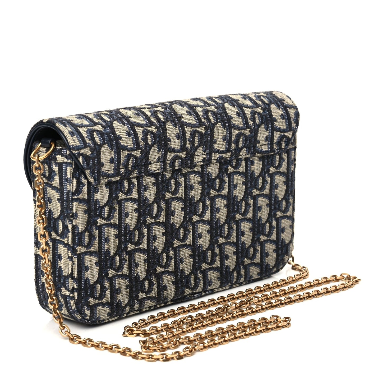 Oblique Medium Saddle Pouch With Chain Blue